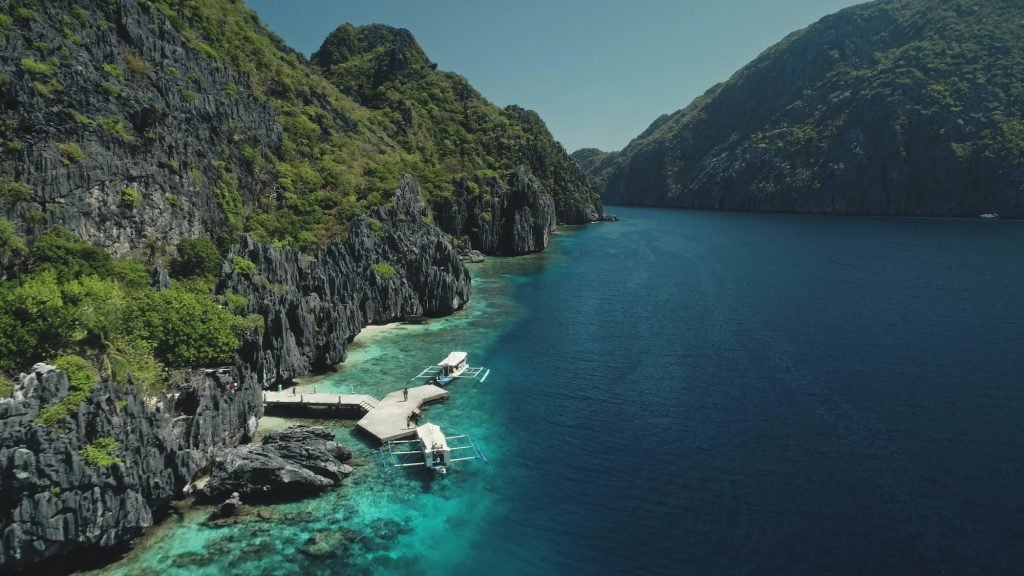 Beautiful exotic nature landscape at mountain island of Palawan, Philippines, Asia. Nobody nature
