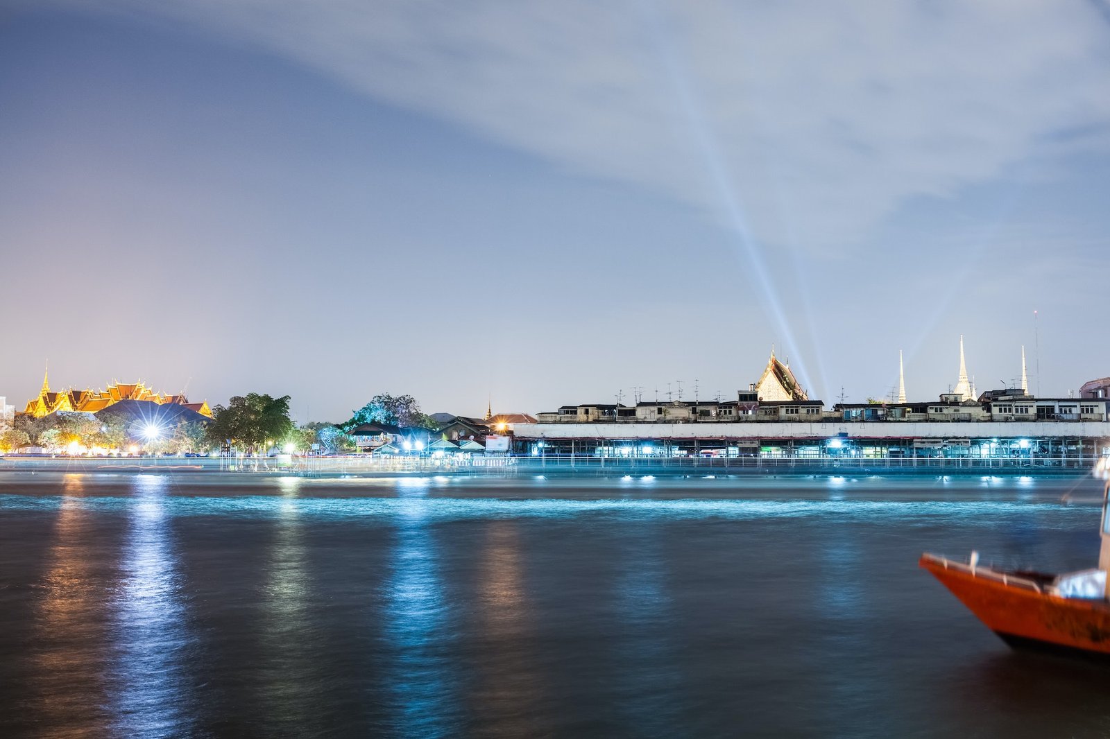 night view of chao phraya river