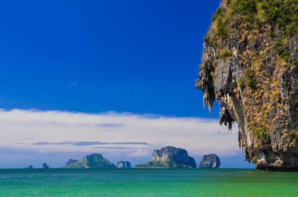 Ocean coast landscape with cliffs and islands at Andaman sea