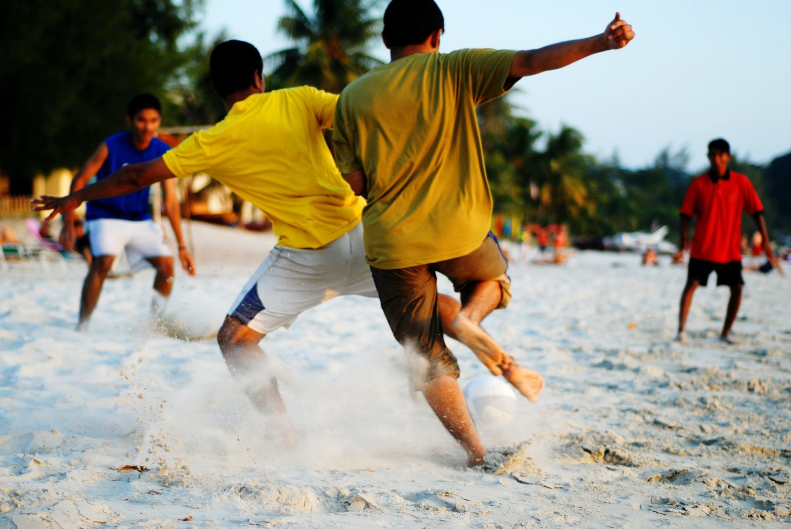 Playing Soccer on the Tropical Beach